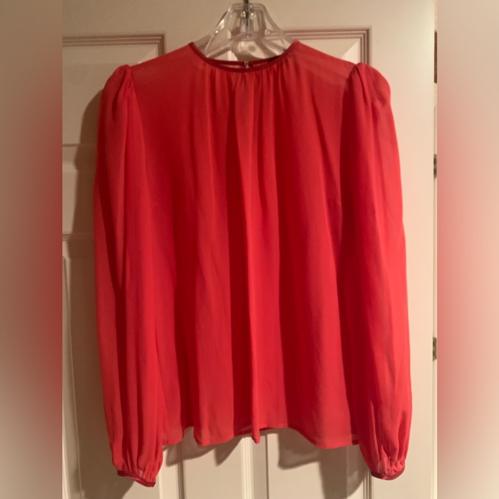 Elisabetta Franchi Red Blouse with Satin Trim